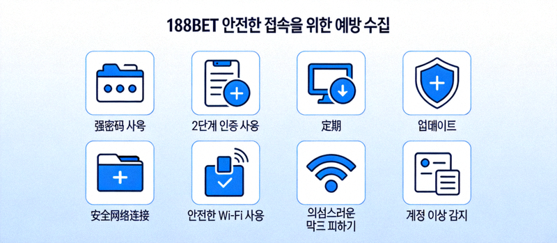 188BET 안전한 접속을 위한 예방 수칙 아이콘 모음